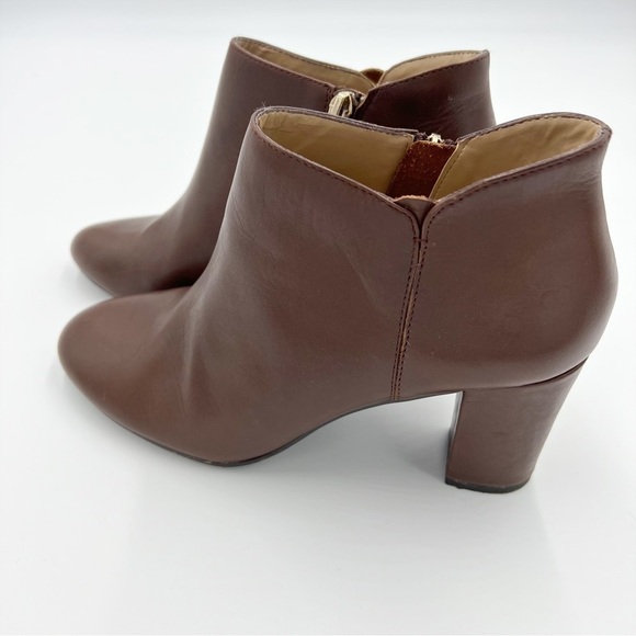 H by Halston "Anna" Brown Leather Western Ankle Booties - Picture 1 of 9